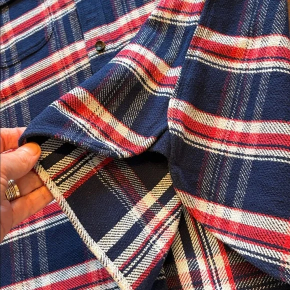 Alex Mill Plaid Flannel Button Down Shirt Blue White Red Size XL - Picture 7 of 13